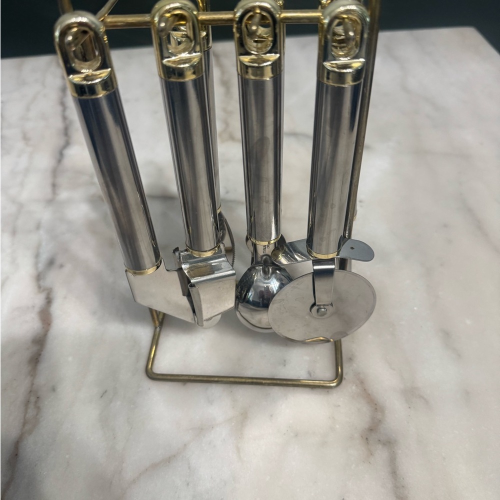 Elegant Stainless Steel and Gold Bar Tool Set